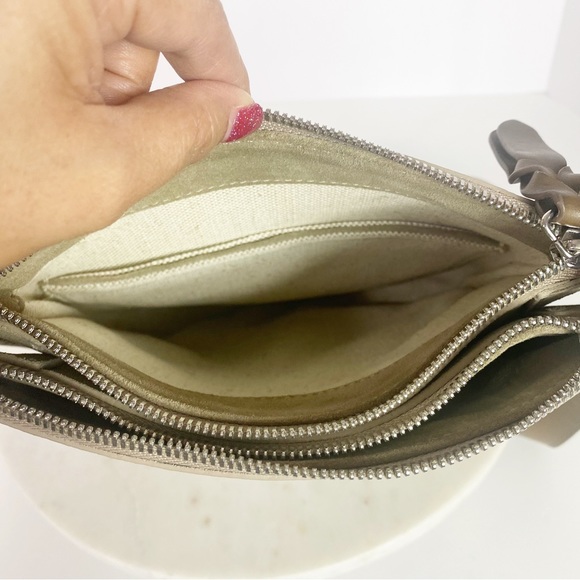 M Gemi crossbody shoulder bag purse nude hands free made in Italy Formal Minimal - Picture 8 of 10